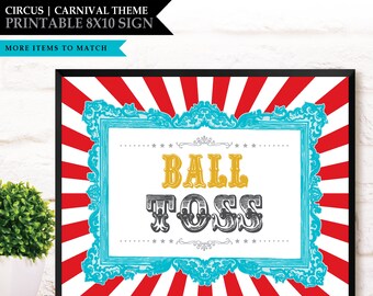 Carnival 'Circus Clown' Theme *Printable Ball Toss Sign* Ring Toss Game / Circus Party Game / Carnival Game / Circus Tent / INSTANT DOWNLOAD