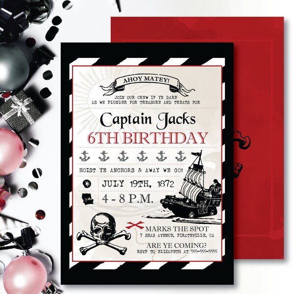 Pirates of the Caribbean Printable Invitation - Etsy