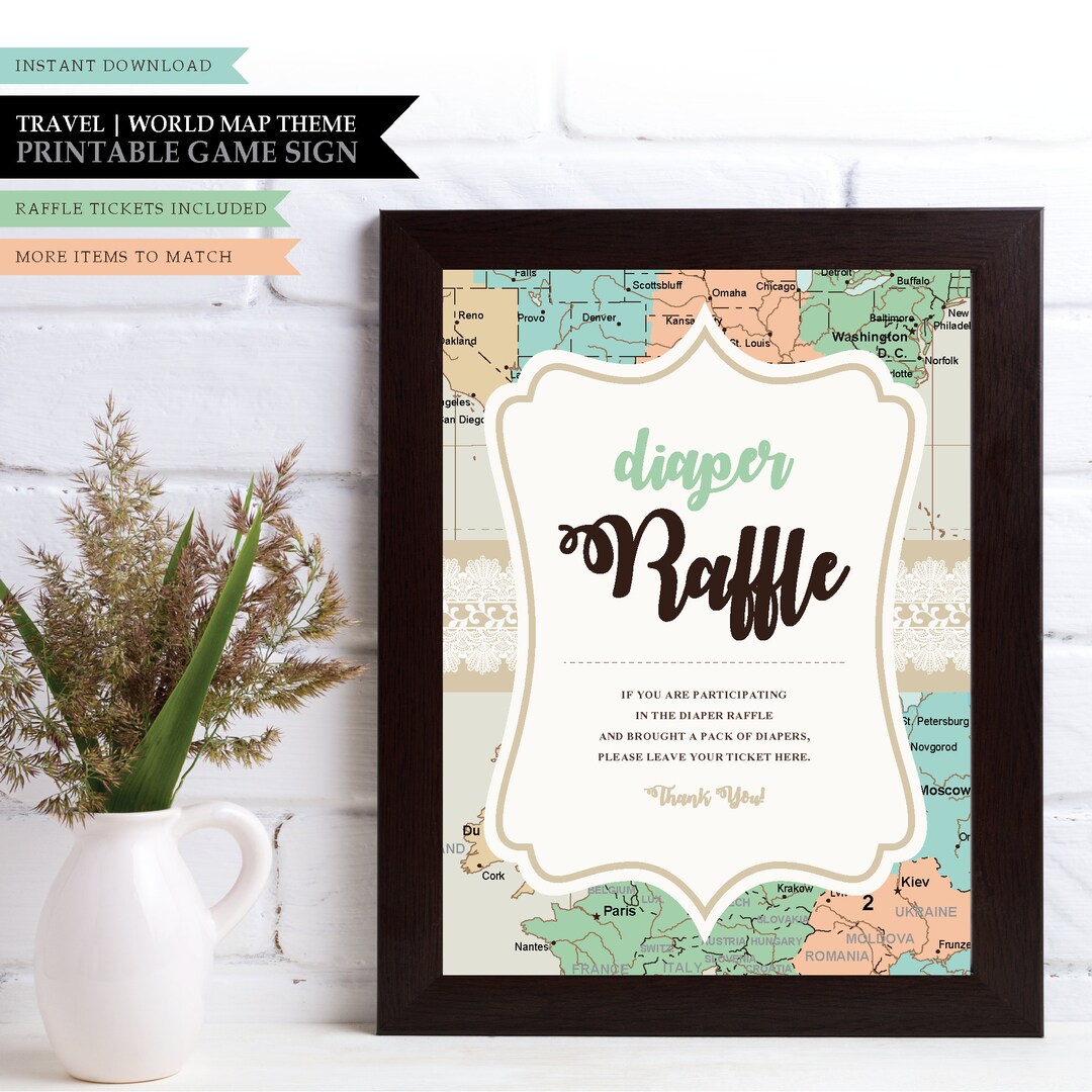 Travel 'great Adventure' Theme *printable Baby Shower Raffle Sign ...