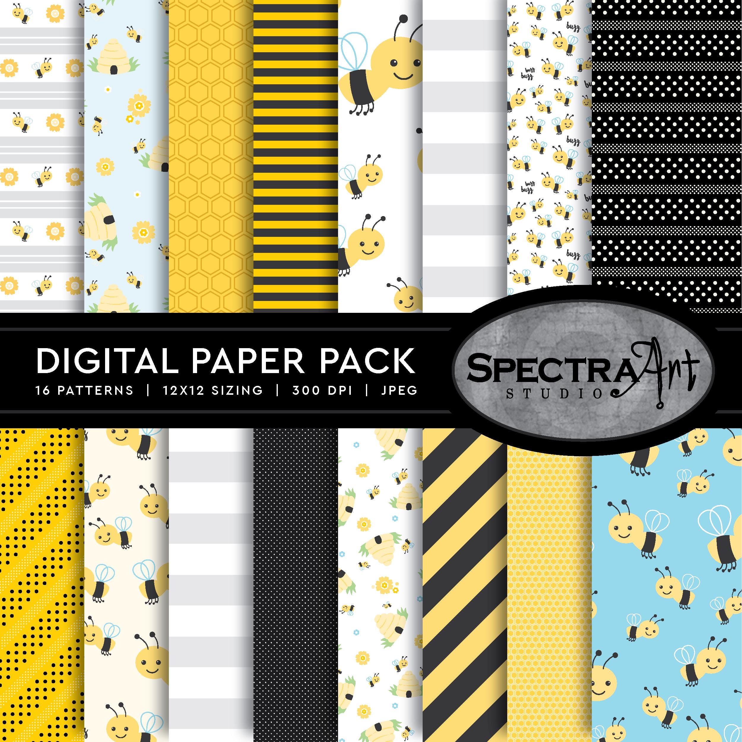 Baby Bee Digital Paper Pack | Printable Honey Comb Scrapbook Paper ...