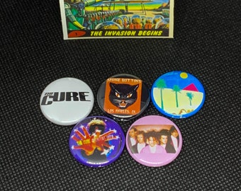 The Cure Pins Set of 4 | 1 inch buttons | 80s alternative | Goth | Pins | Buttons|