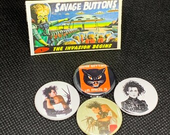 Edward Scissorhands pins set of 3 | 1 inch buttons | Johnny Depp | Winona Ryder | Movie Pin Set | Handmade | Pin Badges