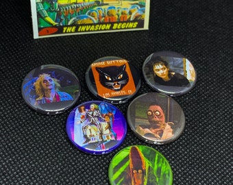 Beetlejuice Pins Set of 5 | 1 inch buttons | Winona Ryder | Pins | Buttons | Movies