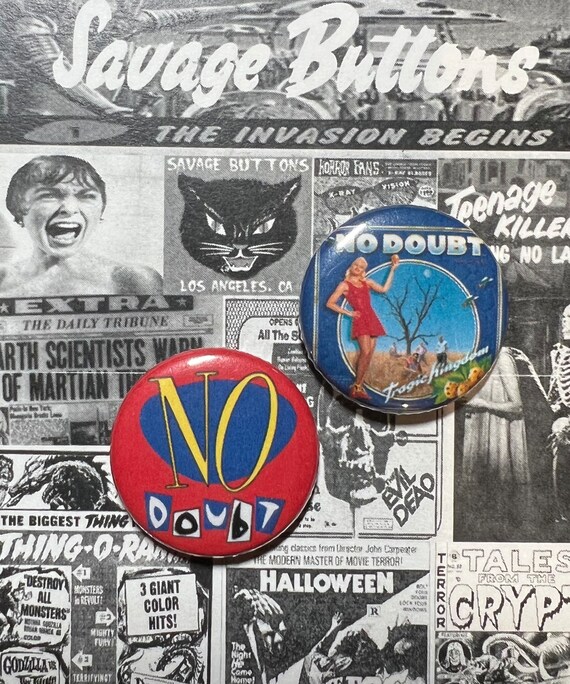 No Doubt Pin Set of 2 | 1 Inch Buttons | Gwen Stefani | Punk 