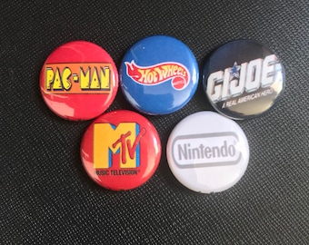 Nostalgia Pin Set| Hot Wheels| Gi Joe| MTV| NINTENDO | Retro | 80s| Pins| Pac Man| Vintage