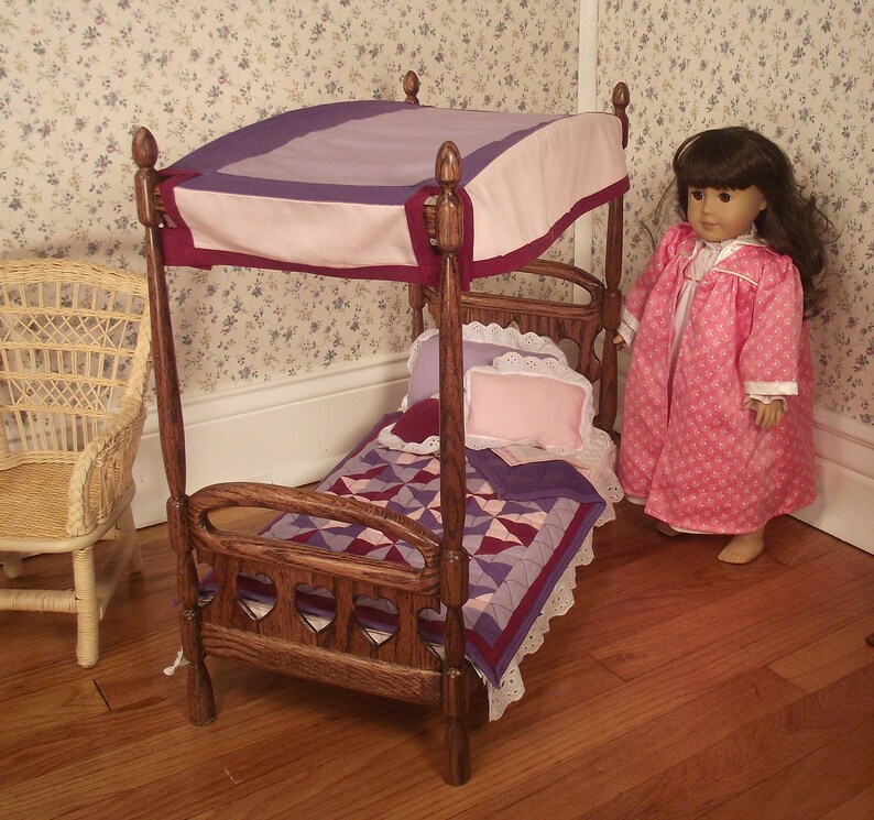 Canopy Doll Bed for American Girl Solid Oak Etsy