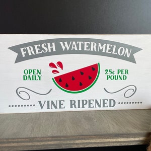 Fresh Watermelon, Wood Sign, Shelf Sitter, Farmhouse Style, Watermelon, Rustic, Vinyl Wood Signs