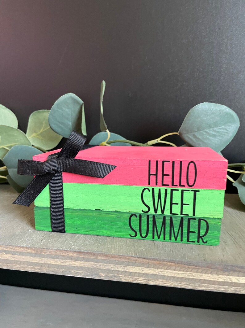 Watermelon Block Set Watermelons, Watermelon Decor, Tiered Tray Decor, Shelf Sitter ...