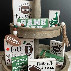 Football, Football Tiered Tray Decor, Fall, Wood Signs, Football Signs, Shelf Sitter, Football Decorations