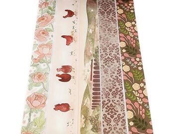 SAMPLE SIZE!  - Cottagecore, Trains, Moors, Chickens, Dainty Floral, Damask, Dreamy Landscape - Washi Tape - (24 inch sample)