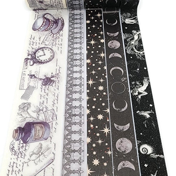 SAMPLE SIZE!  - Stars, Moon/Lunar Phases, Gothic, Architecture, Alice in Wonderland, Mermaids - Washi Tape - (24 inch sample)