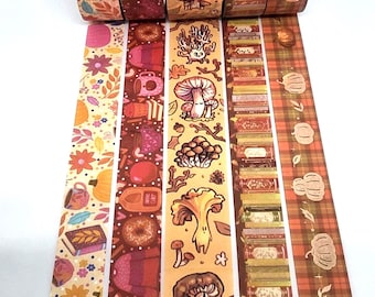 SAMPLE SIZE!  - Pumpkins, Fall/Autumn, Books, Mushrooms, Sweaters, Mugs - Washi Tape - (24 inch sample)