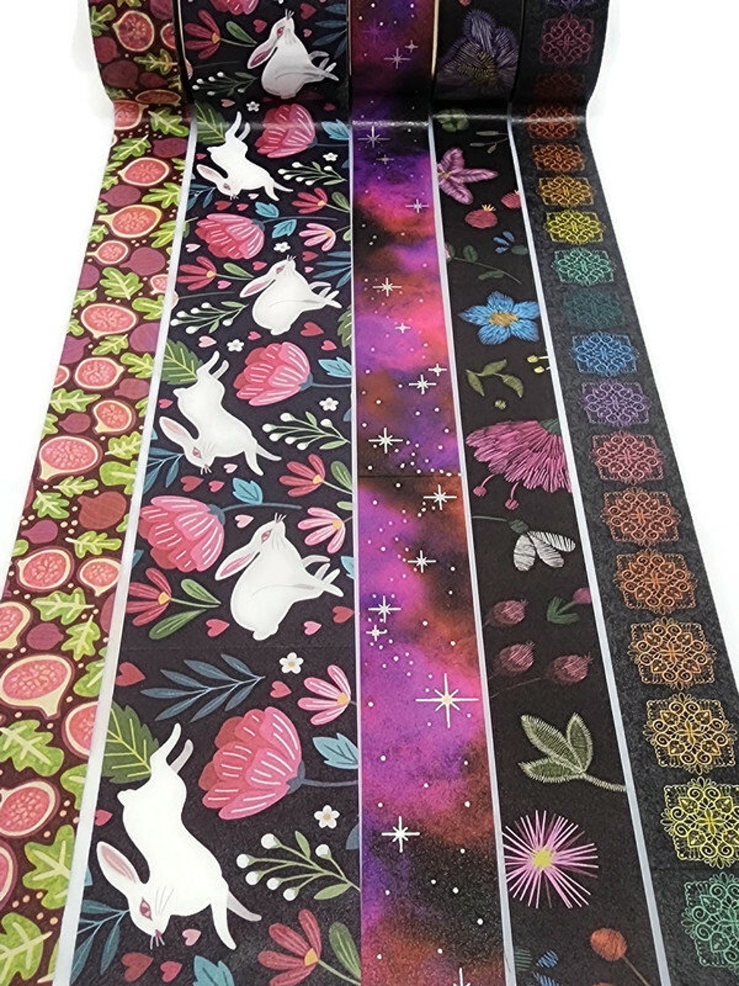 LAST CHANCESAMPLE Figs, White Rabbit, Pink Nebula, Floral Embroidery