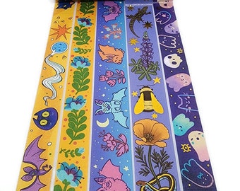 SAMPLE SIZE! Bright and Colorful Bats, Potions, Blooms, Ghosts, and Cats - Washi Tape Samples (24 inches -sample size)