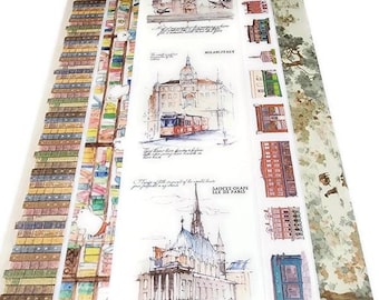 SAMPLE SIZE!  - Bookshelf, Library, European Cities, London, Timeless Valley - Washi Tape - (24 inch sample)