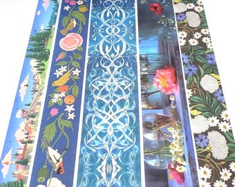 SAMPLE SIZE!  - Song Birds, Parlor, Hydrangeas, Elven Pattern, Blue Patina - Washi Tape - (24 inch sample)