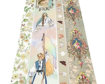 SAMPLE SIZE!  - Flowers, Leaves, Peasant Girl, Chickens, French Wallpaper - Washi Tape - (24 inch sample)