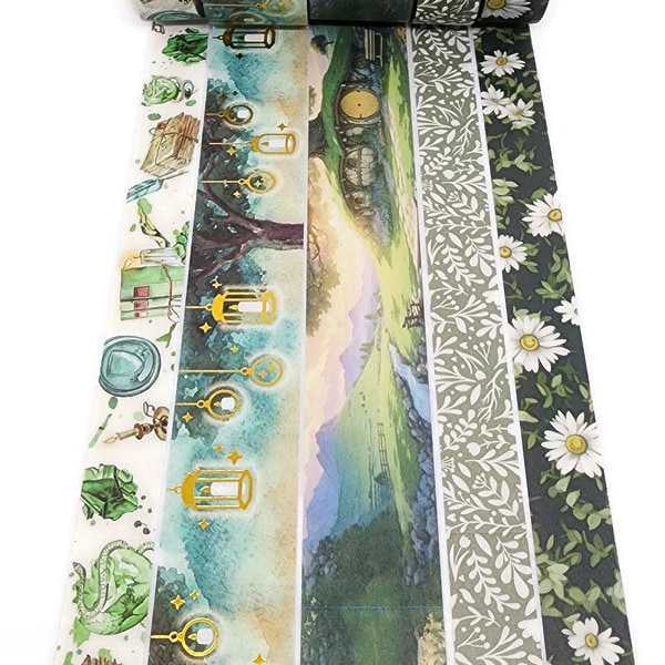 SAMPLE SIZE!  - Fairy Lights, Crystals, Magic, Shire Landscape, Green Leaves, Daisies - Washi Tape - (24 inch sample)