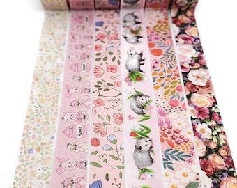 REDUCED! SAMPLE SIZE! Dainty Flowers, Pink Florals, Winnie the Pooh, Possums, Garden Flowers - Washi Tape Samples (24 inches -sample size)