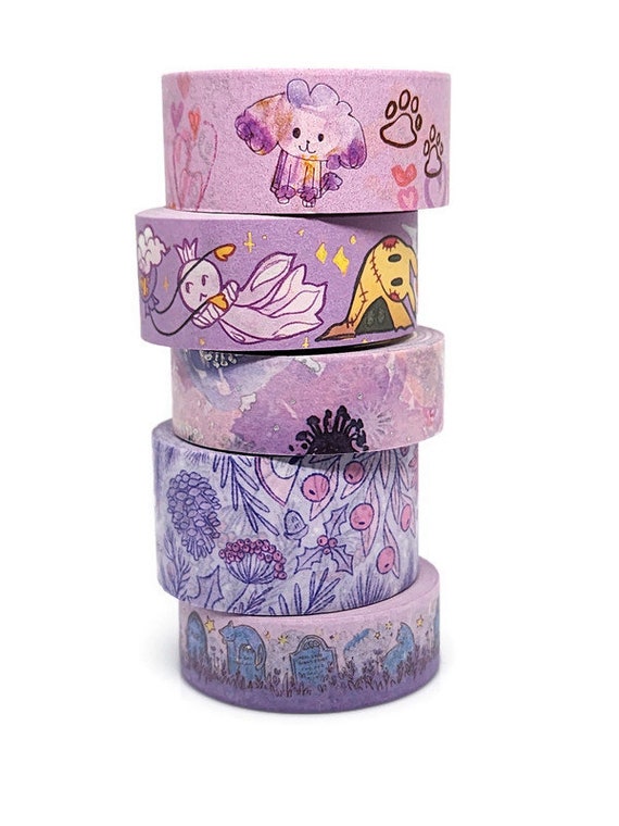 Dream Whale Washi Tape, Cute Purple Washi Tape, Kawaii Stationery Tape,  Pastel Washi Tape 
