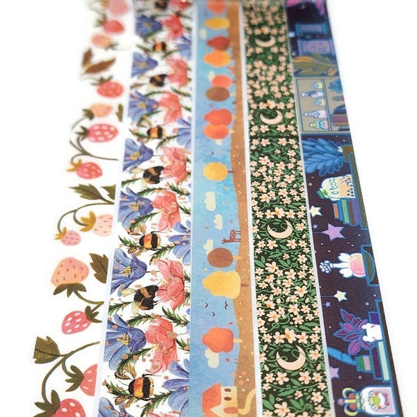 SAMPLE SIZE!  - Strawberries, Bees, Autumn Cottage, Daisy, Magic - Washi Tape - (24 inch sample)