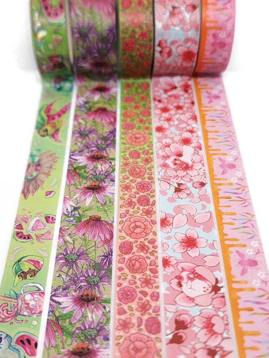 Peach Washi Tape Set 10 Rolls 2meters , Various Widths Pink Masking Tape