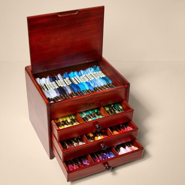 DMC Mini Wooden Collectors Box with 120 Threads and Free Chart
