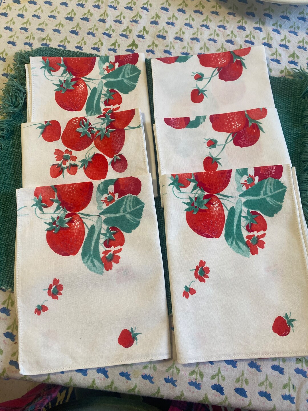 Wilendur Strawberry Napkins Vintage Set of Six Etsy