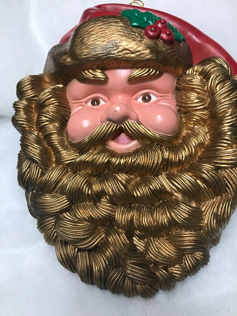 Vintage Plastic Santa Face Wall Decor