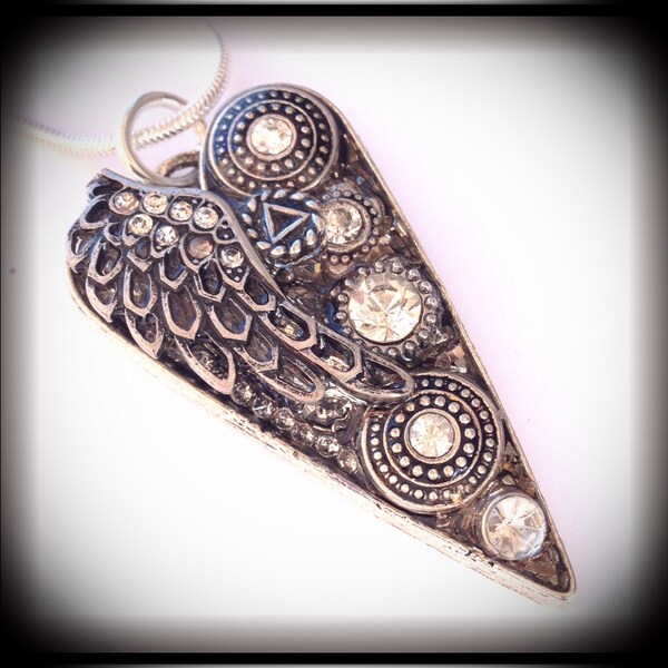 Handmade Original Mixed Metal ............. "Art To Wear" AA Recovery Resin Pendant.......  "On a Wing and a Prayer #3"  2" long