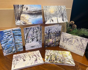 Winter greeting card set of 8