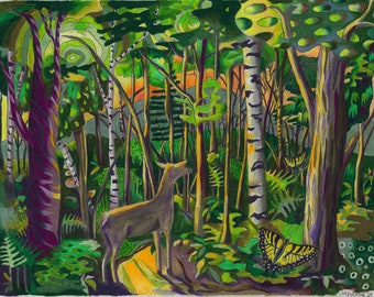 Golden Hour Forest Print | Limited Edition Art, Signed 11x14