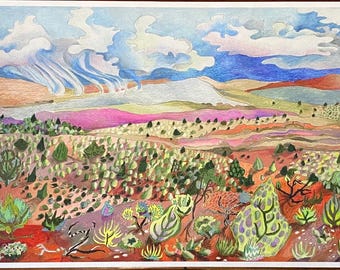 Taos New Mexico sage desert landscape limited edition signed giclee print,  12x36”