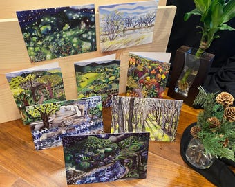 Landscape variety box set of 8 greeting cards, 5x7” with envelopes