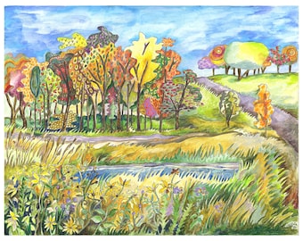 Autumn Landscape, Iowa  limited edition art print