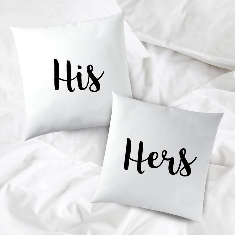 His and Hers Pillowcases Couples Pillow Cases His and Hers Etsy