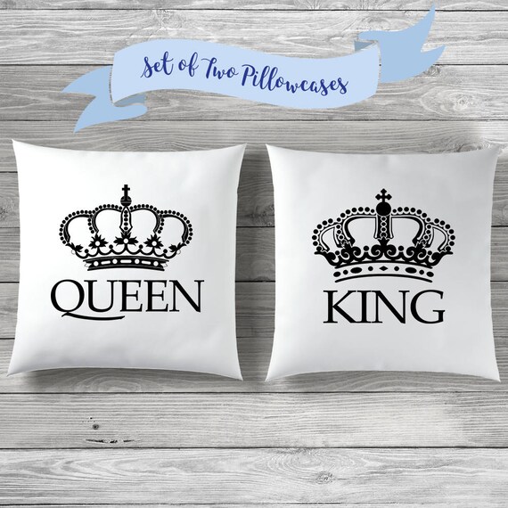 King Queen Pillow Covers Gift For Couple Couple Pillow Case Etsy