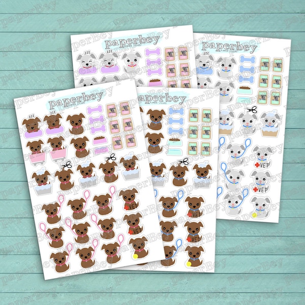 Set di 34pc di sieri di cucciolo cane Planner adesivi