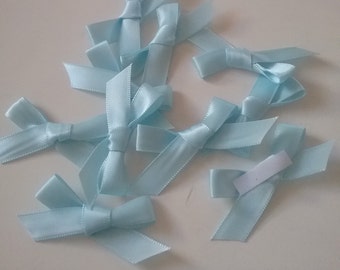 Pale Blue Self Adhesive Satin Bows Pack 10