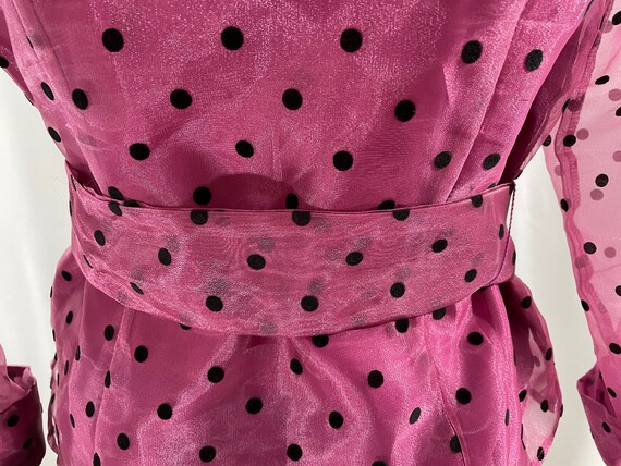 80s Polka dots Blouse, MSK USA Made Red Sheer Top… - image 7