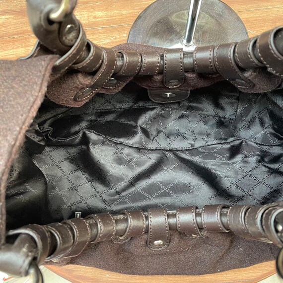 BCBG Purse, BCBG Wool & Leather Bag, Dark brown W… - image 5