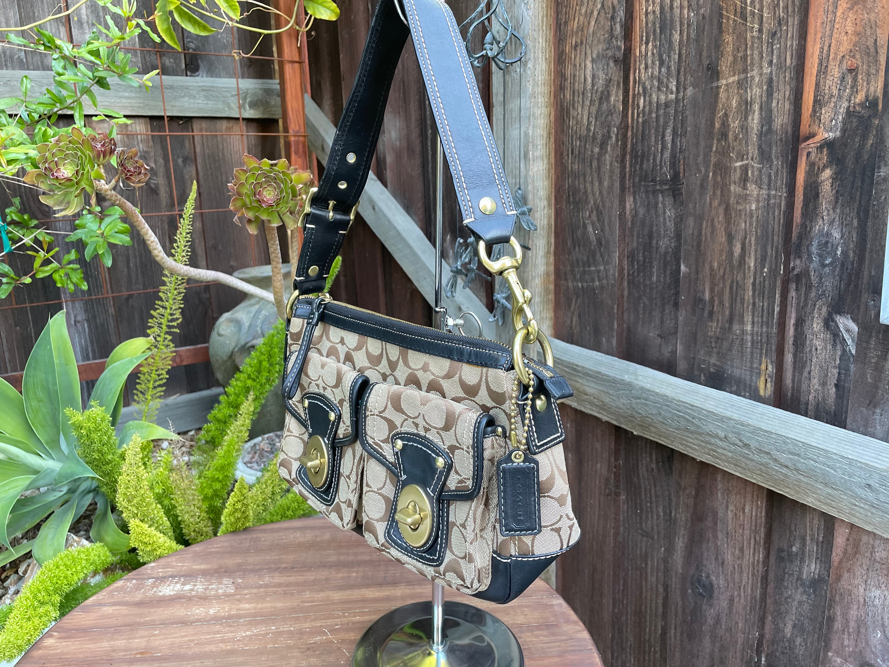 Coach Bag, Coach Signature Bag, H0826-F12869 Khaki Brown