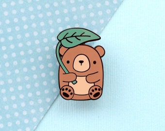 Brown Bear Enamel Pin. Cute Bear Gift. Hard Enamel Pin. Woodland Animal Accessory. Bear Badge. Jacket Pin. Backpack Lapel Pin. Kawaii Gift