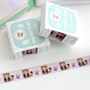 Fita Washi Panda Vermelho. Fita Bubble Tea. Fita Washi Chá Boba. Presente para Amantes de Pandas. Diário. Artesanato. Scrapbooking. Fita Washi Grade. Selagem de Correspondência