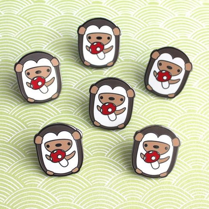 Mushroom Gift Hedgehog Jewelry Charity Pin Hedgehog Accessory Cute Lapel Pin Hedgehog Enamel Pin Kawaii Enamel Pin Badge For Jacket