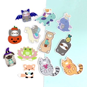 Montage of a variety of vinyl stickers featuring animals