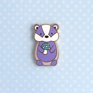 Purple Badger Enamel Pin. Badger Gift. Cute Lapel Pin. Hard Enamel Pin. Animal Lover. Woodland Pin. Cute Badger Pin. Purple Lover