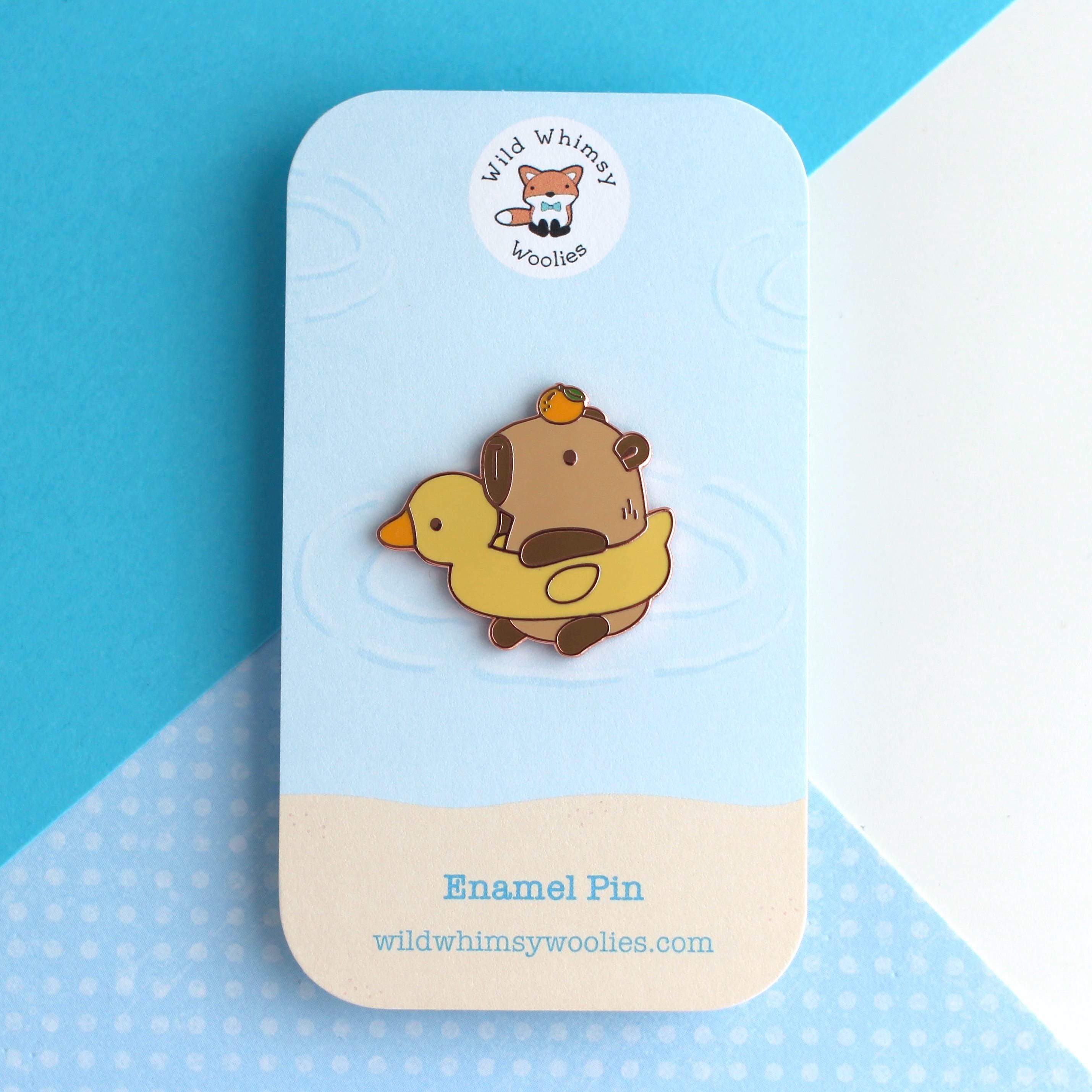 Capybara in Duck Floatie Enamel Pin. Summer Animal Pin. Fun Beach ...