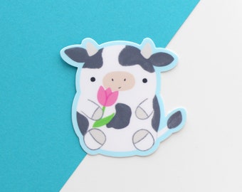 Cute Cow Sticker. Animal Laptop Sticker. Premium Vinyl Decal. Cow Gift. Phone Sticker. Tumbler and Water Bottle Decal. Cute Journal Sticker
