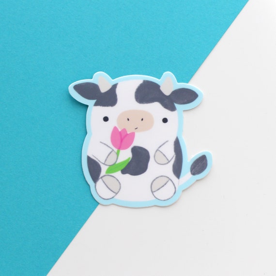 Cute Cow Sticker. Animal Laptop Sticker. Premium Vinyl Decal. Cow Gift. Phone Sticker. Tumbler and Water Bottle Decal. Cute Journal Sticker